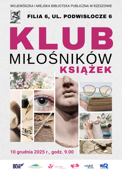 Grafika promująca spotkanie Klubu miłośników książek